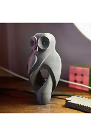 Gizemli Baykuş Heykeli - Modern Dekoratif Obje | 13 cm.3D Baskı Sanatı |
