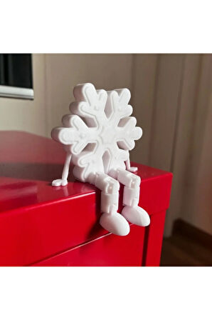 Sallanan Bacaklı Sevimli Kar Tanesi Figürü - Şık Masa/Raf Dekoru 2 adet