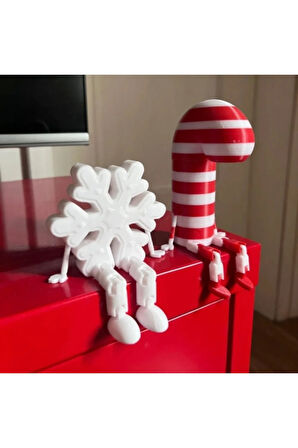 Sallanan Bacaklı Sevimli Kar Tanesi Figürü - Şık Masa/Raf Dekoru 2 adet