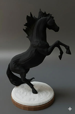 Ateşli Rüzgar | Şahlanan At Heykeli - 21 cm Özel 3D Baskı Sanatı (PLA)