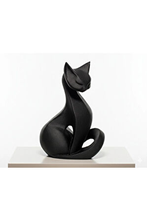 Zarif Kedi - Minimalist Heykel - 11 cm - 3D Baskı