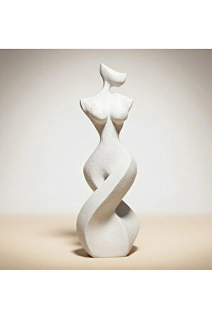 Twist Kadın Figürü Heykeli | Modern Minimalist 3D Baskı Sanat Objesi (12 cm)