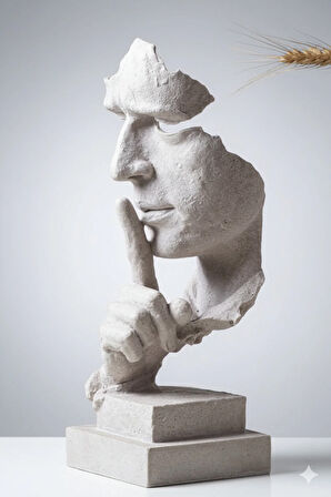 Suskunluk Heykeli - Modern Sanat Beton Görünümlü 3D Baskı - 30 cm