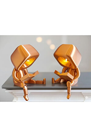 Minik Okuyucu Masa Lambaları | 3D Baskı Dekoratif Gece Işığı - 2'li Set (2 Adet Tealight Dahil)