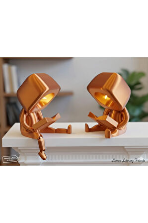 Minik Okuyucu Masa Lambaları | 3D Baskı Dekoratif Gece Işığı - 2'li Set (2 Adet Tealight Dahil)