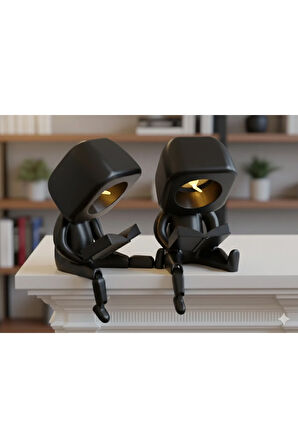 Minik Okuyucu Masa Lambaları | 3D Baskı Dekoratif Gece Işığı - 2'li Set (2 Adet Tealight Dahil)