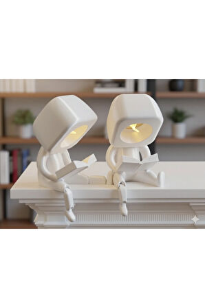 Minik Okuyucu Masa Lambaları | 3D Baskı Dekoratif Gece Işığı - 2'li Set (2 Adet Tealight Dahil)