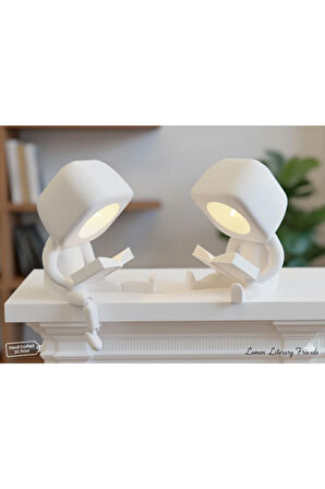 Minik Okuyucu Masa Lambaları | 3D Baskı Dekoratif Gece Işığı - 2'li Set (2 Adet Tealight Dahil)
