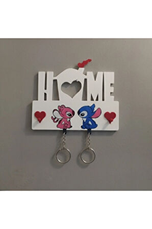 Sevimli "Home Stitch & Angel" Anahtarlık Tutucu - 3D Baskı Duvar Dekoru