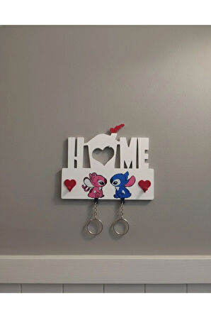 Sevimli "Home Stitch & Angel" Anahtarlık Tutucu - 3D Baskı Duvar Dekoru