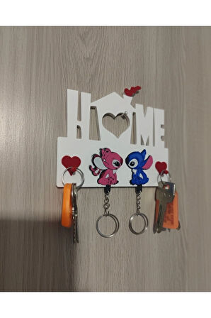 Sevimli "Home Stitch & Angel" Anahtarlık Tutucu - 3D Baskı Duvar Dekoru