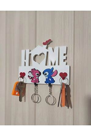 Sevimli "Home Stitch & Angel" Anahtarlık Tutucu - 3D Baskı Duvar Dekoru