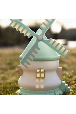 Yel Değirmeni Figürlü Dekoratif Biblo - 3D Baskı (Pastel Yeşil)