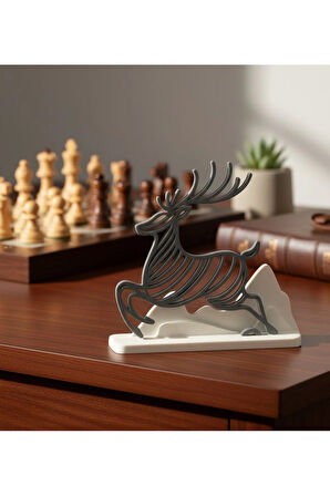 Zarif Geyik Dağ Formunda 3D Baskı Dekoratif Heykel - 16 cm