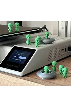 20 Adet PLA 3D Baskı Yeşil Uzaylı Figür & 6 Adet Uzay Gemisi Seti
