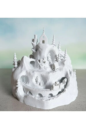 Karlı Diyar Kış Köyü Işıltısı | Yılbaşı Dekorasyonu | 3D Baskı Tealight LED