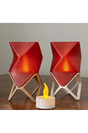 Kübik Form Dekoratif Lamba - 3D Baskı Tealight Aydınlatma