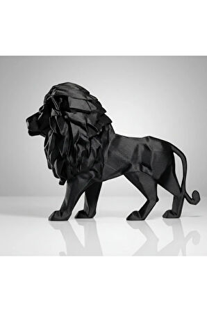 Geometrik Aslan Sanat Heykeli - Modern Ev Dekorasyonuna Şık Bir Dokunuş (15x12 cm)