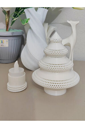 3D Baskı Spiral Desenli Ağaç Model Tealight Lamba