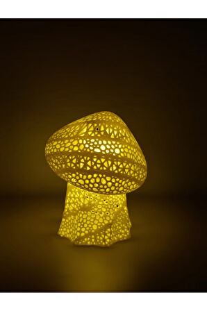 Mantar Tasarımlı 3D Dekoratif Tealight Lamba – Tealight Dahil