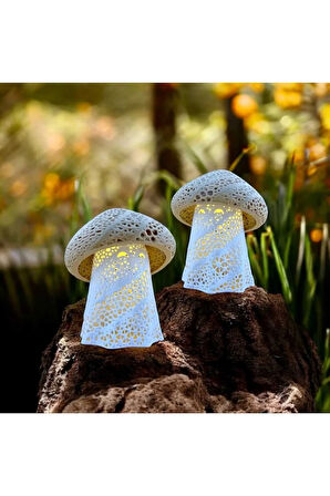 Mantar Tasarımlı 3D Dekoratif Tealight Lamba – Tealight Dahil