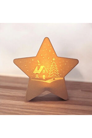 Yıldız Şeklinde Beyaz Tealight Mumluk – 3D Baskı Dekoratif Lamba | Tealight Dahil