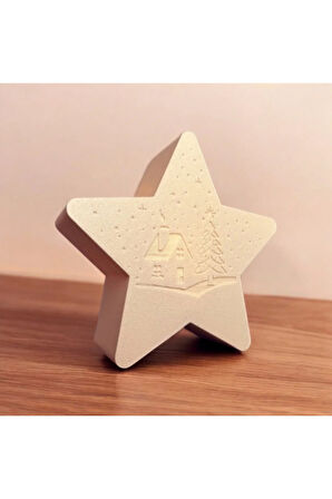 Yıldız Şeklinde Beyaz Tealight Mumluk – 3D Baskı Dekoratif Lamba | Tealight Dahil