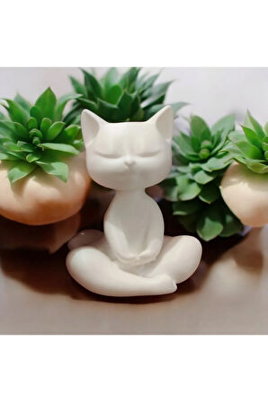 Yoga Yapan Kedi Dekoratif Biblo