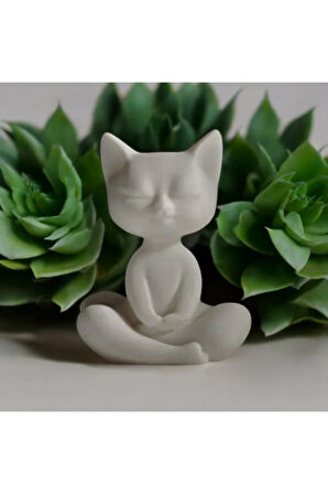 Yoga Yapan Kedi Dekoratif Biblo