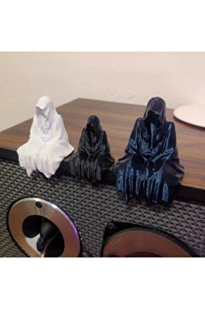 3D Yazıcı Baskı Hayalet Dekor Figürü – 7 cm (Siyah, Beyaz, Gümüş Gri 3’lü Set + Bardak Figürü Dahil)