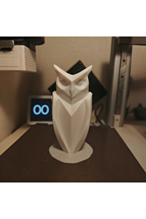 Dekoratif Baykuş Figürü 17 cm – Siyah & Beyaz Renk Seçenekli (3D Yazıcı Baskı)