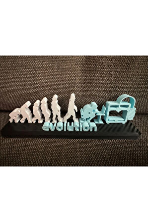 Evrimleşen İnsan 3D Baskı Figürü - PLA Malzemeli Dekoratif Masaüstü Heykeli (30 cm Genişlik)