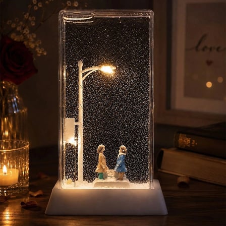 Romantik Sevgililer Tasarımlı Sokak Lambası Kar Küresi Çiftler İçin Mutlu Günler Hediyelik Eşya
