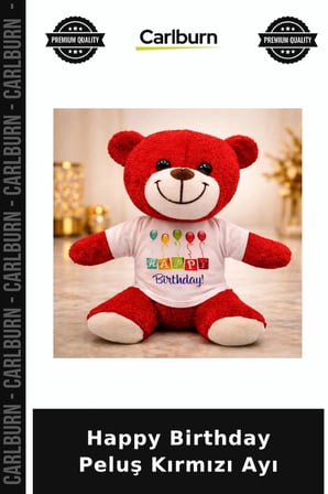 Happy Birthday Peluş Kırmızı Ayı Arkadaşa Armağan Sevgiliye Sürpriz