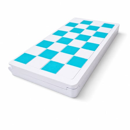 Katlanabilir Mini Satranç Takımı – Beyaz & Turkuaz | 21 x 21 cm | Taşınabilir Satranç Seti