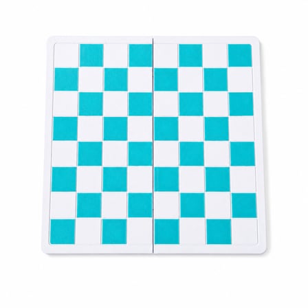 Katlanabilir Mini Satranç Takımı – Beyaz & Turkuaz | 21 x 21 cm | Taşınabilir Satranç Seti