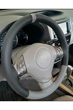 Fiat Doblo Uyumlu Dikmeli Direksiyon Kılıfı Iki Renkli Gri Yüzüklü