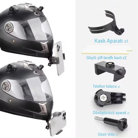 KASK AKSİYON KAMERA VE TELEFON BAĞLANTI APARATI