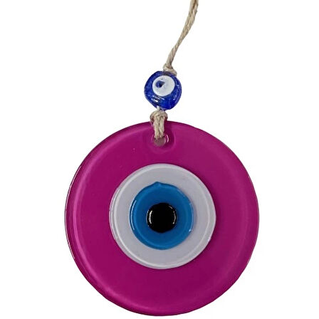 Pembe Nazar Boncuklu Duvar Süsü 10 Cm Cam Duvar Dekoru