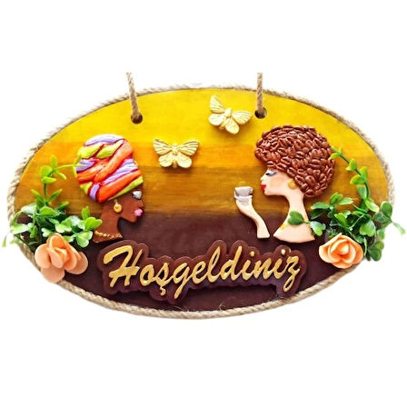 Keyifli Kadınlar El Yapımı Hoşgeldiniz Yazılı Kapı Süsü
