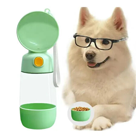 Taşınabilir Evcil Hayvan Mama Hazneli Su Matarası