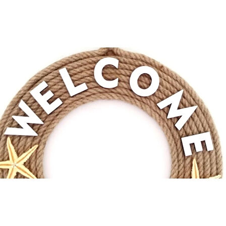 Jüt İpten Deniz Yıldızlı Nazar Boncuklu İncili Deniz Yıldızlı Welcome Yazılı Kapı Süsü
