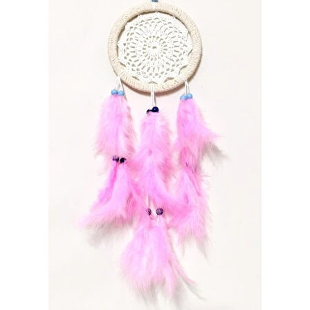 Pembe Kuş Tüylü Dream Catcher El Yapımı Rüya Kapanı Duvar Süsü
