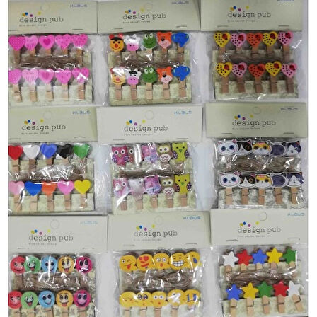 10'lu Şekilli Ahşap Mandallar 3.5cm (10'lu Set-10 Paket)