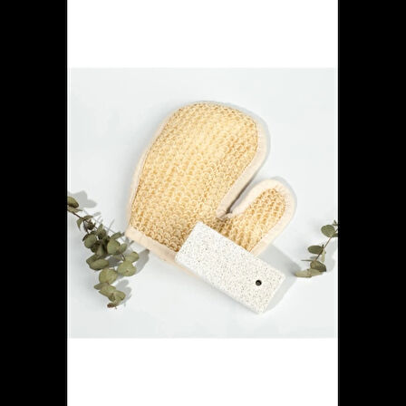 Banyo Lifi Kesesi Sisal Eldiven Eksfoliye Edici ve Topuk Ponza Taşı