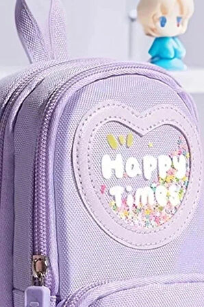 Mor Kalem Çantası, 3 bölmeli, 6 hücreli, şık ve kullanışlı okul çantası