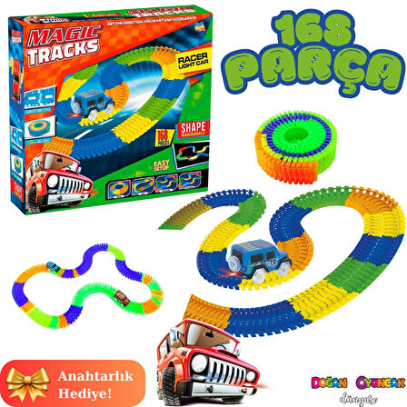 Magic Trucks 168 Parça Raylı Pist - Raylı Araç Oyuncak - Tren Oyuncak - Renkli Araç Yolu - Pist Set