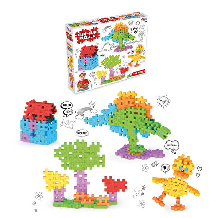 FunFun Puzzle (192 Parça) - Lego Setleri - Geometrik Oyuncak - Fun-Fun - Kare Bloklar