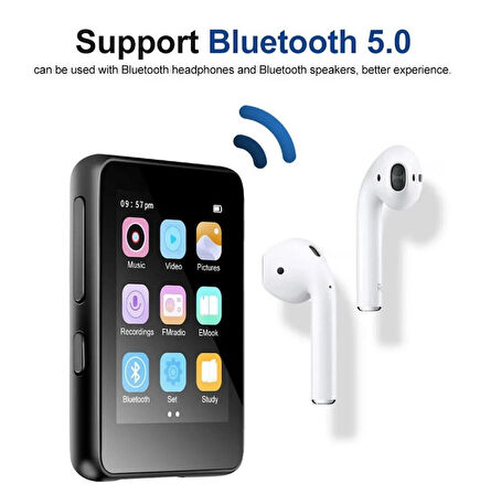 Dokunmatik Ekranlı Bluetooth Lu Mp3 Mp4 Player Dahili Hoparlör Müzik Çalar 4gb Hafızalı Mp Player