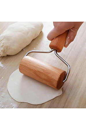 Ahşap Saplı Rulo Hamur Açıcı Merdane Pürüzsüz Oklava Pizza Börek Açma Silindir